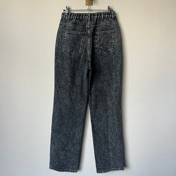 Pearl Rhinestone Distressed Black Straight Leg Denim Jeans Size S - Picture 3 of 5